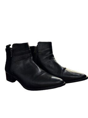 Fabianelli Black Leather Ankle Boots Women's EU 38 US 8 Italy Pointed Toe Bootie